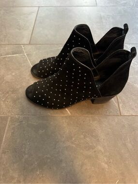 Via Spiga Black Studded Suede Ankle Booties